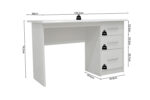 Bureau 'Mateo' 3 tiroirs Blanc - Image 2