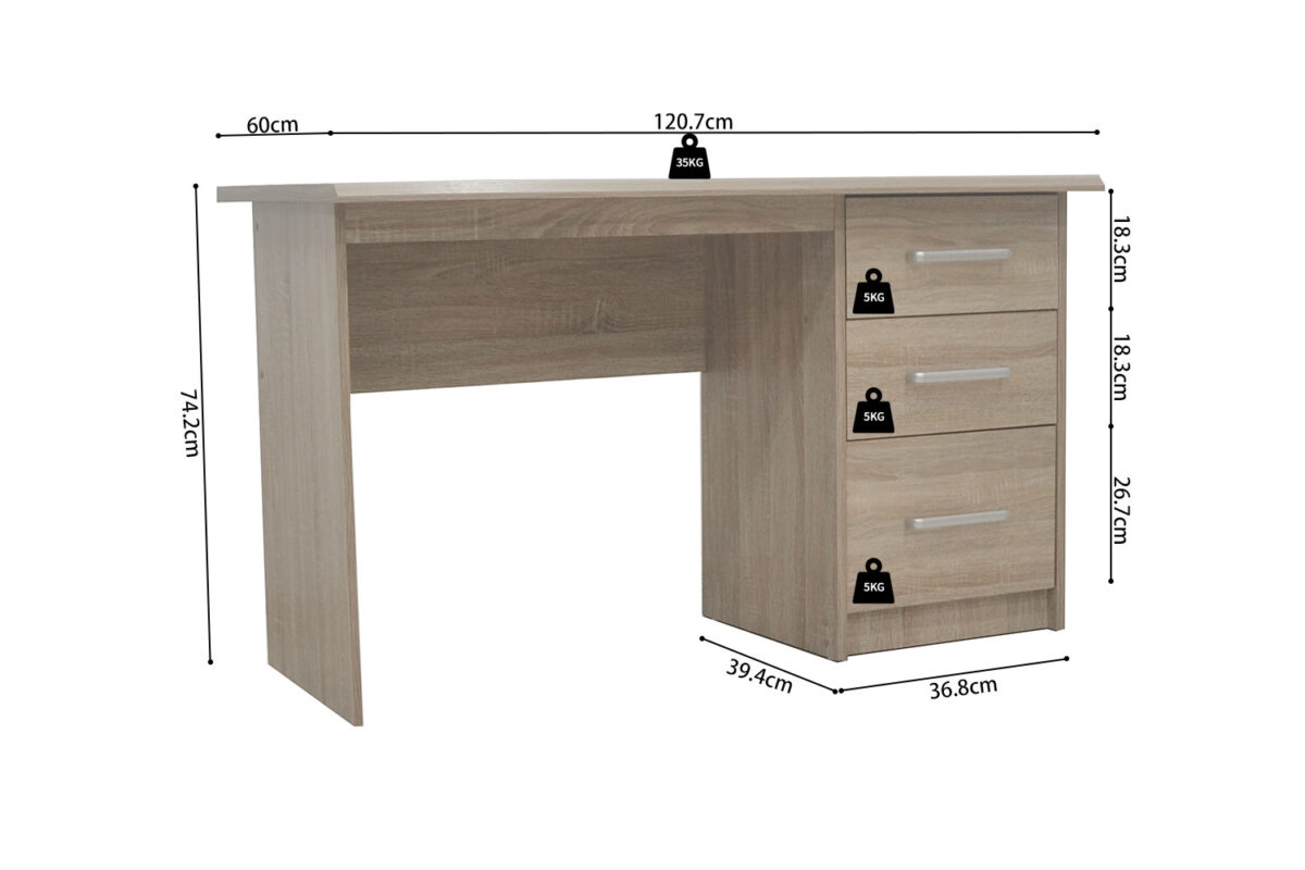 Bureau 'Mateo' 3 tiroirs Sonoma - Image 2