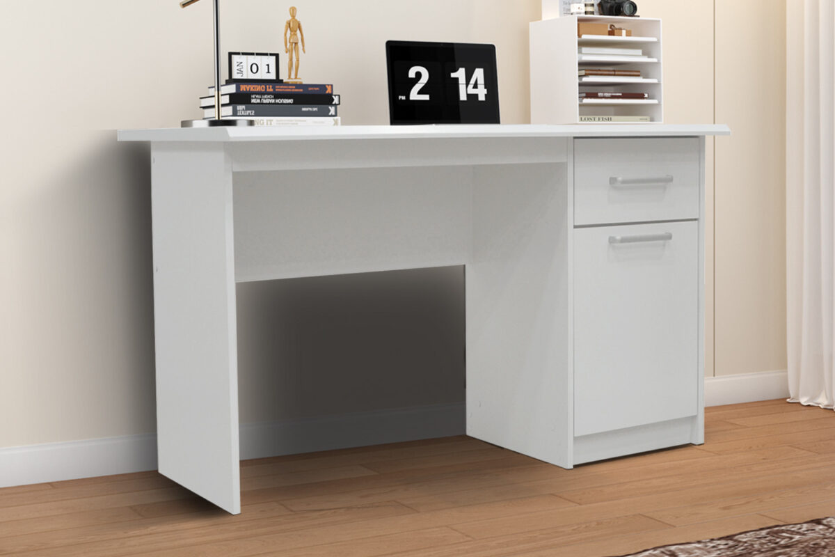 Bureau 'Milou' 1 tiroir 1 porte Blanc - Image 1