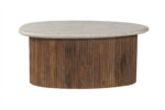 Table basse 'Louis' 90 cm Bois de manguier avec Travertin Beige - Afbeelding 3