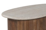 Table basse 'Louis' 90 cm Bois de manguier avec Travertin Beige - Afbeelding 6