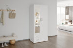Armoire 'Marc' 2 portes avec miroir Blanc