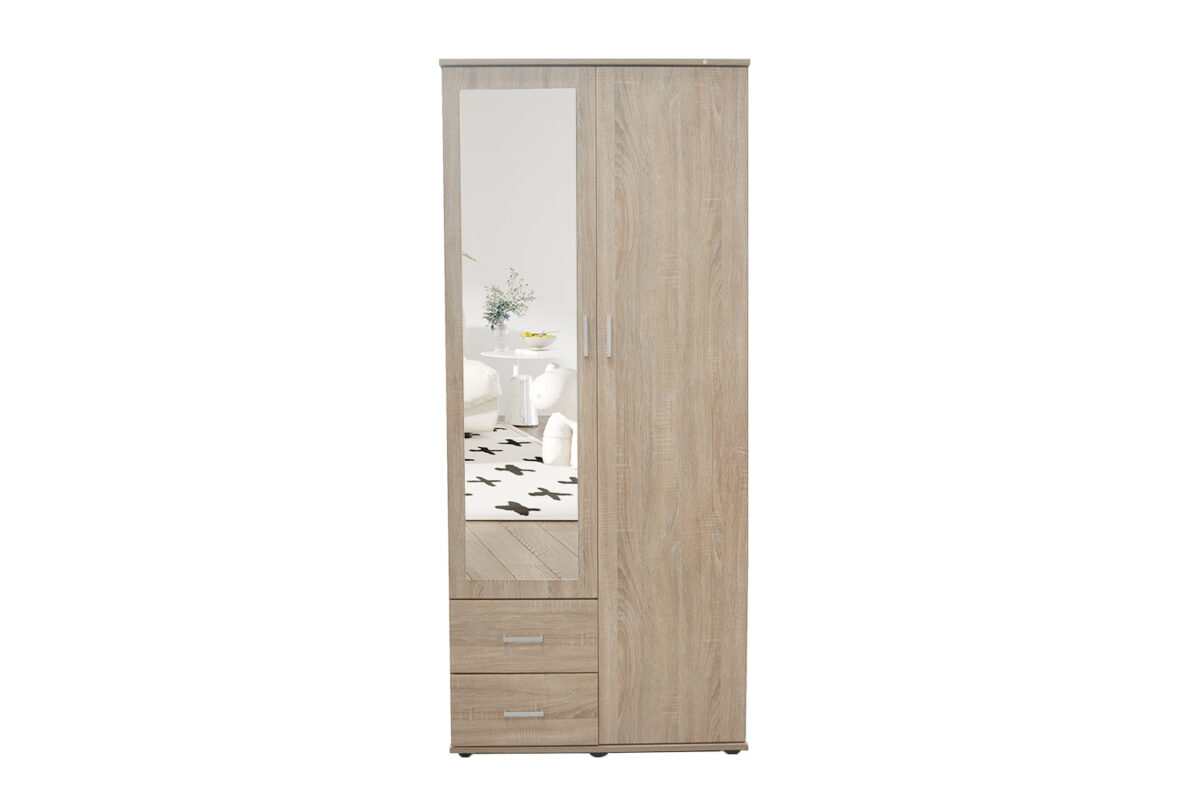 Armoire 'Marc' 2 portes avec miroir Sonoma - Image 2