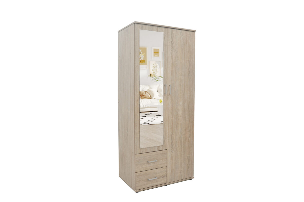 Armoire 'Marc' 2 portes avec miroir Sonoma - Image 3