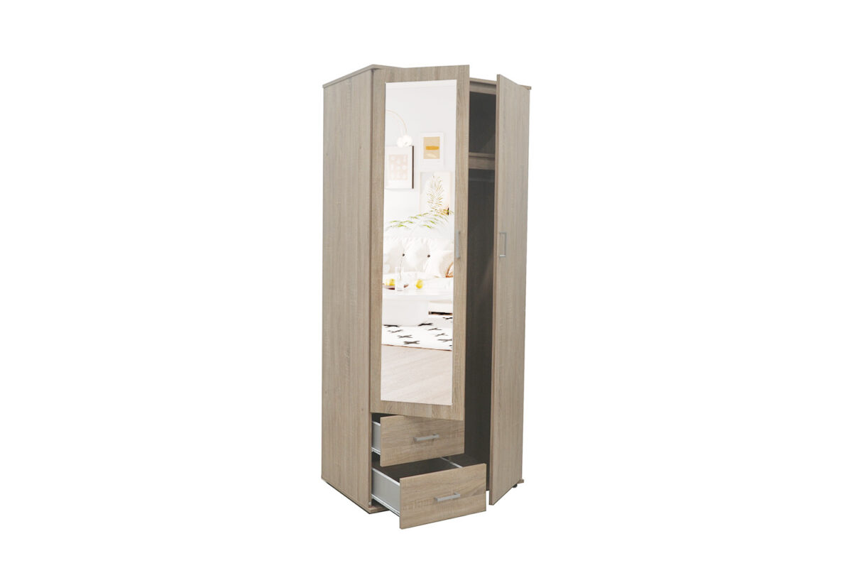 Armoire 'Marc' 2 portes avec miroir Sonoma - Image 6