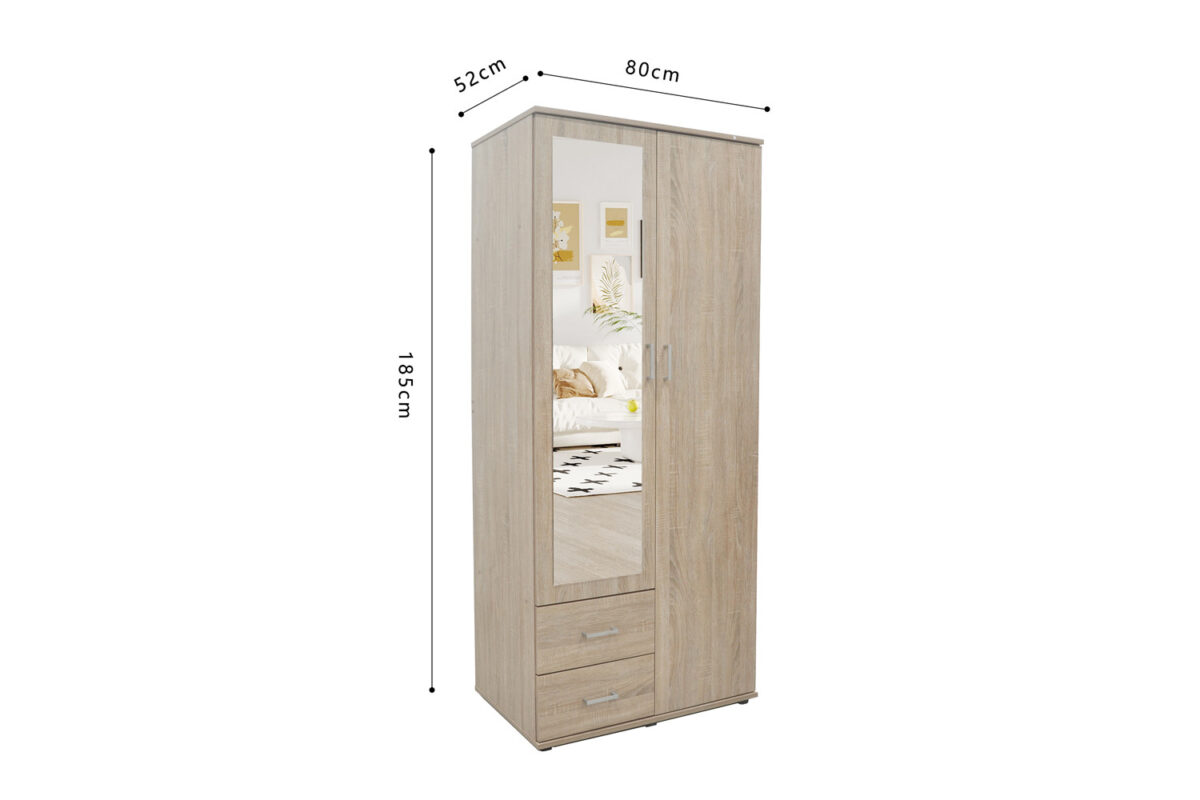 Armoire 'Marc' 2 portes avec miroir Sonoma - Image 8