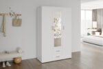 Armoire 'Marc' 3 portes avec miroir Blanc