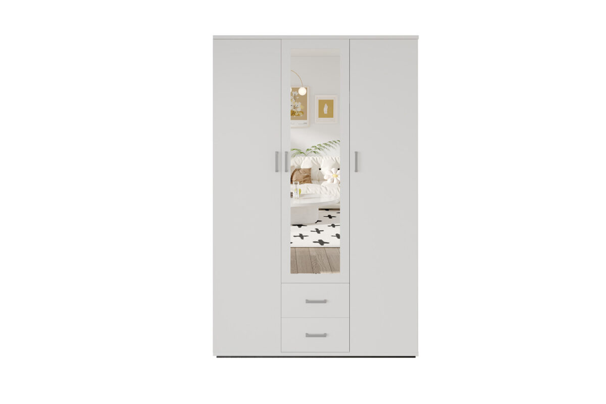 Armoire 'Marc' 3 portes avec miroir Blanc - Image 2