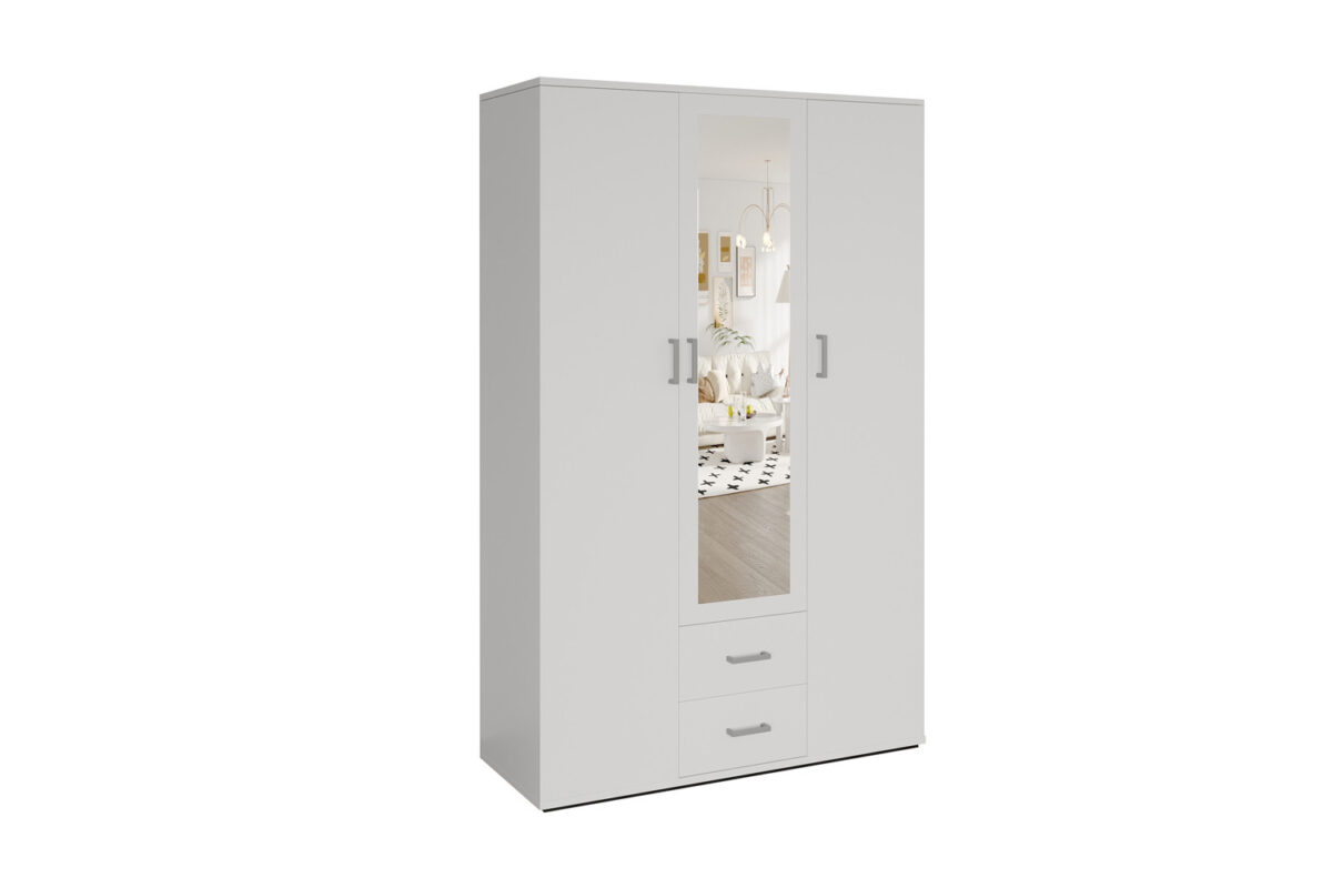 Armoire 'Marc' 3 portes avec miroir Blanc - Image 3