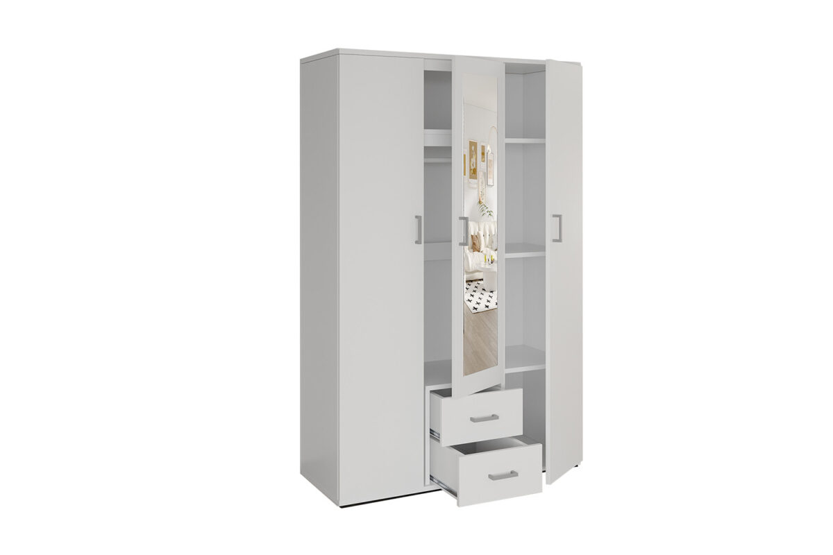 Armoire 'Marc' 3 portes avec miroir Blanc - Image 4