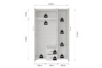 Armoire 'Marc' 3 portes avec miroir Blanc - Image 9