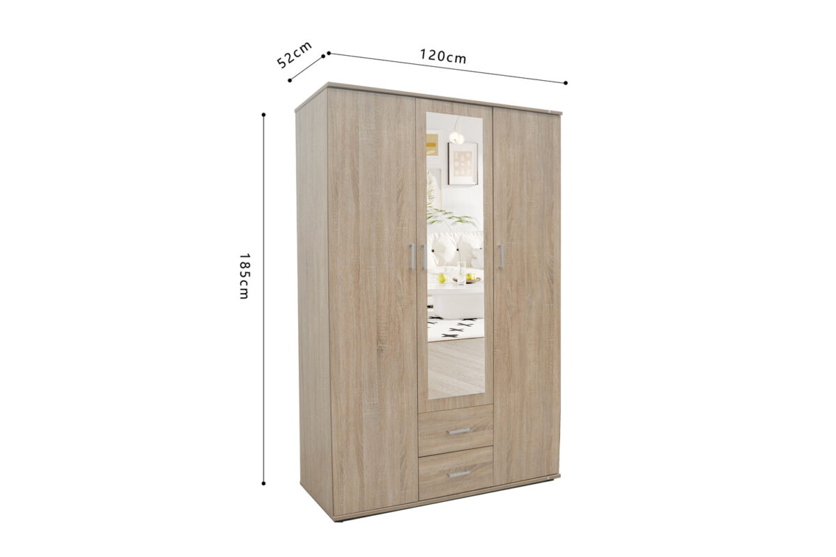 Armoire 'Marc' 3 portes avec miroir Sonoma - Image 8