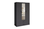 Armoire 'Marc' 3 portes avec miroir Gris foncé - Image 2