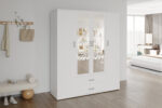 Armoire 'Marc' 4 portes avec 2 miroirs Blanc