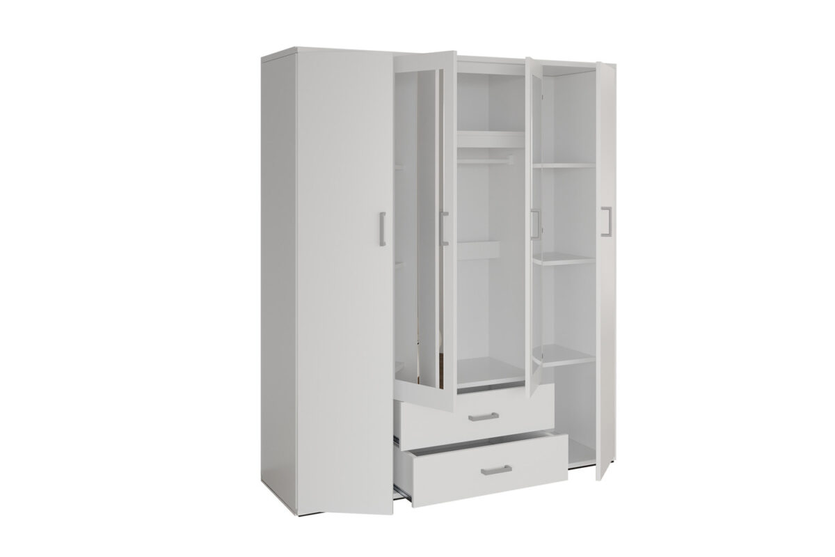 Armoire 'Marc' 4 portes avec 2 miroirs Blanc - Image 4