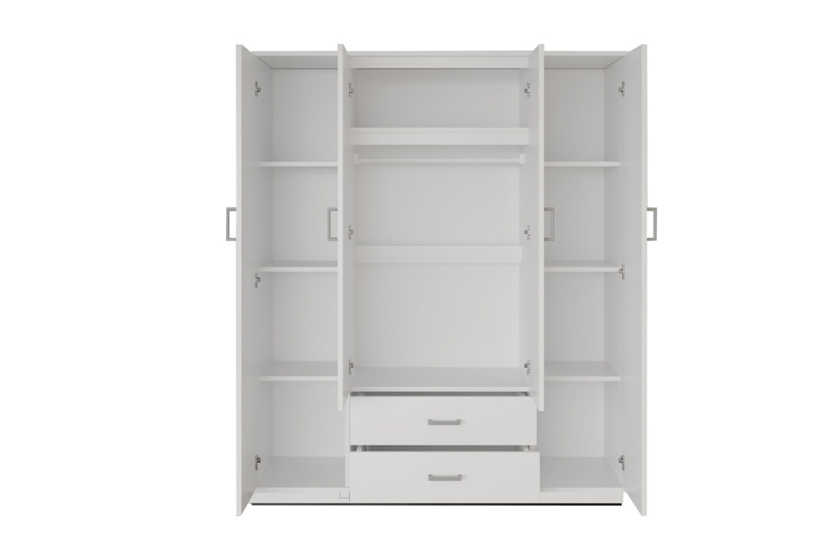 Armoire 'Marc' 4 portes avec 2 miroirs Blanc - Image 5