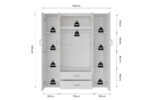 Armoire 'Marc' 4 portes avec 2 miroirs Blanc - Image 9