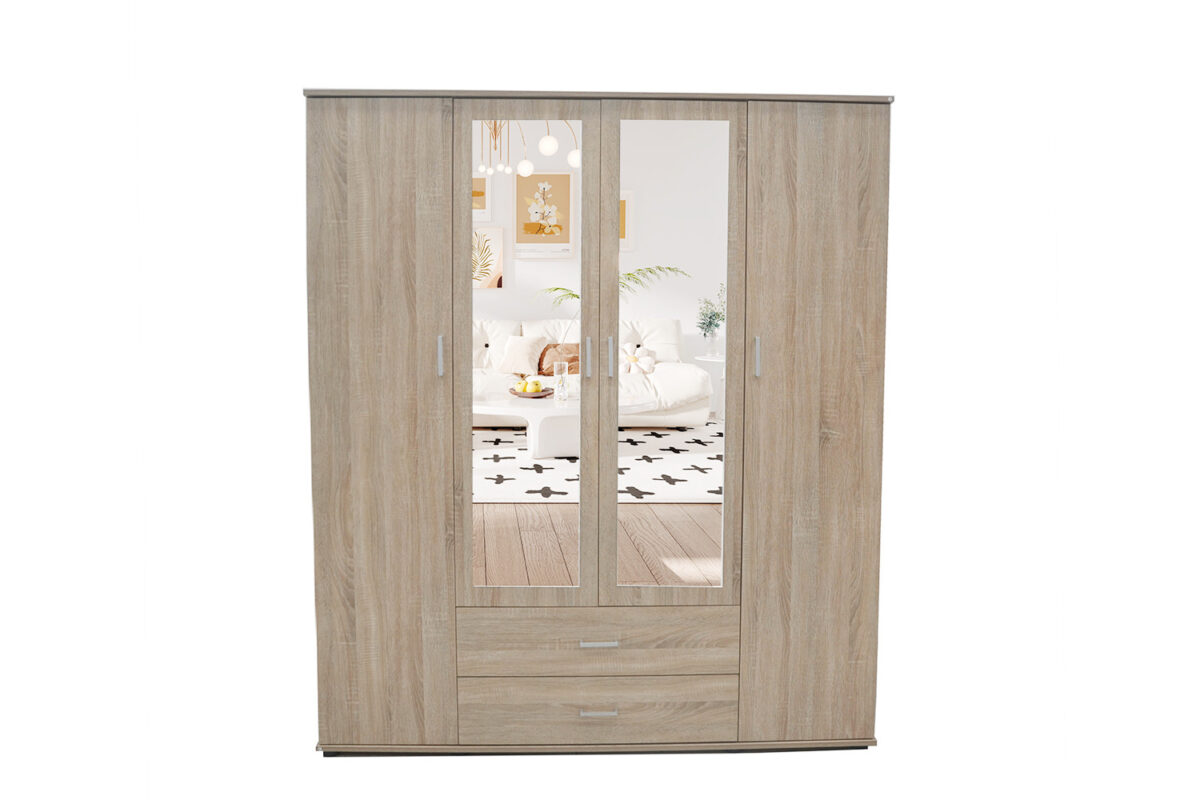 Armoire 'Marc' 4 portes avec 2 miroirs Sonoma - Image 2