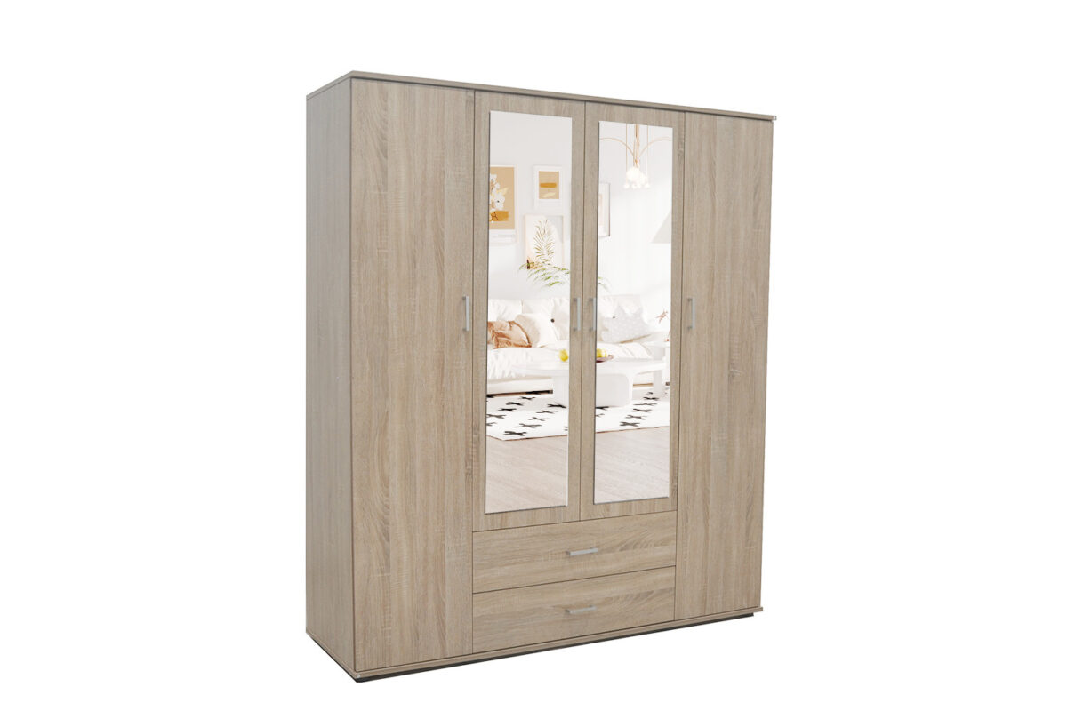 Armoire 'Marc' 4 portes avec 2 miroirs Sonoma - Image 3