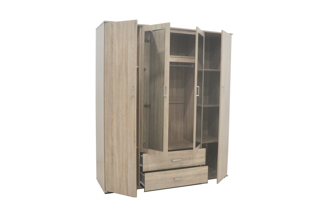 Armoire 'Marc' 4 portes avec 2 miroirs Sonoma - Image 6